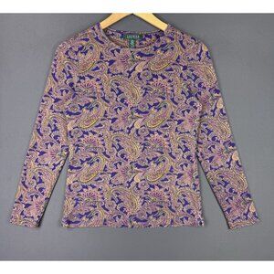 Vintage Y2K Lauren Ralph Lauren Womens Long Sleeve Art Paisley Pattern Art Rare